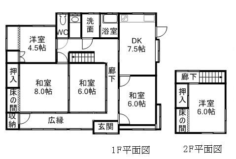 Floor plan. 8 million yen, 5DK, Land area 243.92 sq m , Building area 108.25 sq m