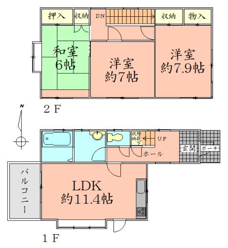 Floor plan. 15.8 million yen, 3LDK, Land area 115.52 sq m , Building area 82.26 sq m