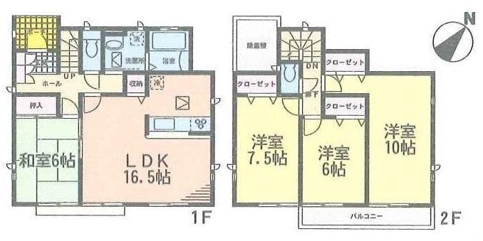 Floor plan. 24,800,000 yen, 4LDK, Land area 214.31 sq m , Building area 105.99 sq m 1 Building