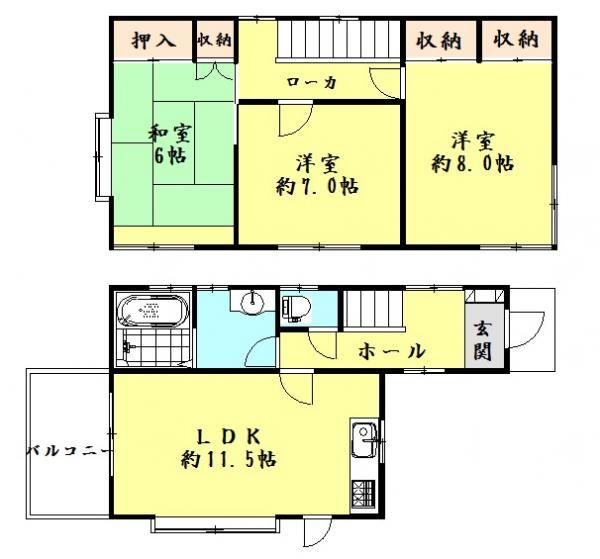 Floor plan. 15.8 million yen, 3LDK, Land area 113.52 sq m , Building area 82.26 sq m