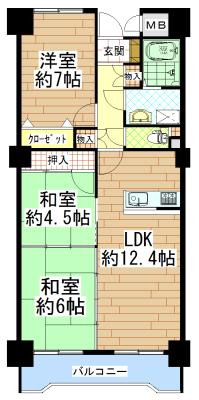 Floor plan. 3LDK, Price 11.5 million yen, Footprint 64.8 sq m
