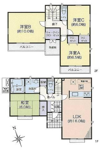Floor plan. (3 Building), Price 26,800,000 yen, 4LDK, Land area 169.35 sq m , Building area 105.16 sq m