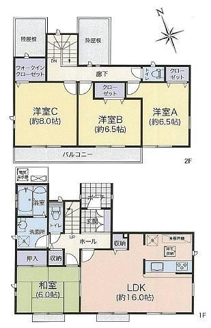 Floor plan. (4 Building), Price 23.8 million yen, 4LDK, Land area 168.18 sq m , Building area 105.99 sq m