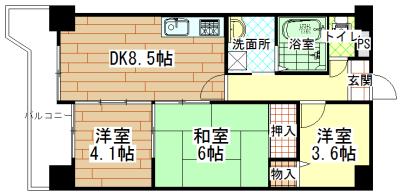 Floor plan. 3DK, Price 6.3 million yen, Occupied area 50.37 sq m