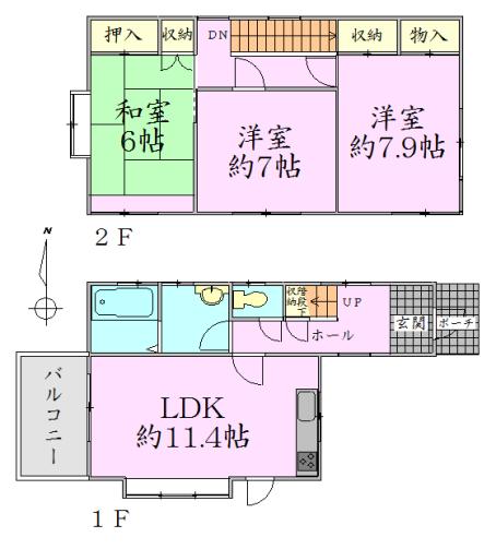 Floor plan. 15.8 million yen, 3LDK, Land area 115.52 sq m , Building area 82.26 sq m