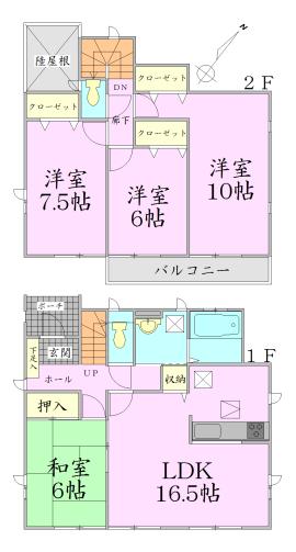 Floor plan. 24,800,000 yen, 4LDK, Land area 214.31 sq m , Building area 105.99 sq m