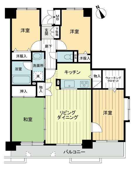 Floor plan. 4LDK, Price 12.5 million yen, Occupied area 82.58 sq m , Balcony area 11.74 sq m 4LDK