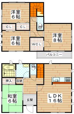 Floor plan. 19.9 million yen, 4LDK, Land area 184.14 sq m , Building area 104.33 sq m