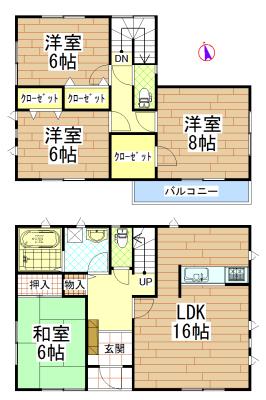 Floor plan. 19.9 million yen, 4LDK, Land area 184.16 sq m , Building area 104.33 sq m
