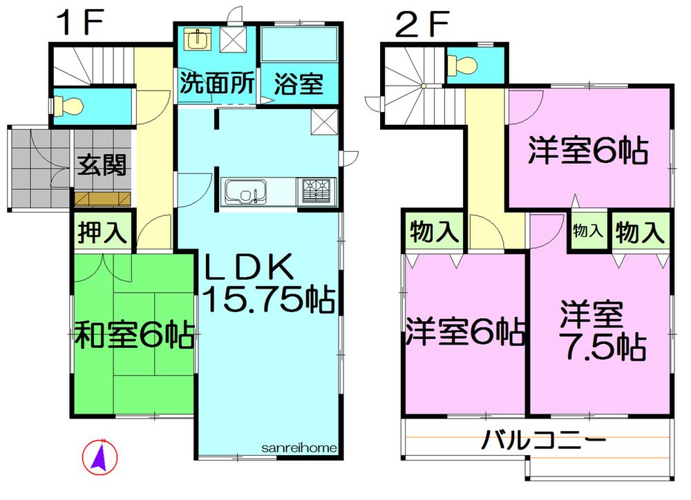Floor plan. 15.5 million yen, 4LDK, Land area 160.65 sq m , Building area 97.29 sq m