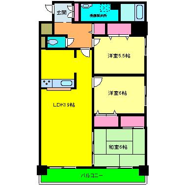 Floor plan. 3LDK, Price 17.5 million yen, Occupied area 80.55 sq m , Balcony area 4.5 sq m
