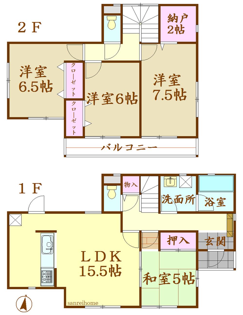 Floor plan. 23,900,000 yen, 4LDK, Land area 194.22 sq m , Building area 98.01 sq m