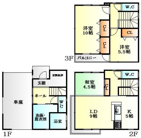 Floor plan. 24,900,000 yen, 3LDK, Land area 75.06 sq m , Building area 114.11 sq m