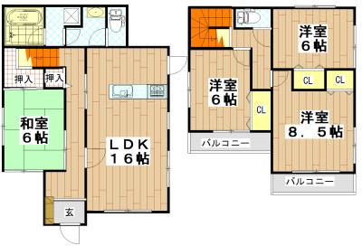 Floor plan. 22.5 million yen, 4LDK, Land area 241.33 sq m , Building area 106.82 sq m