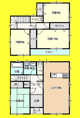 Floor plan. 21,800,000 yen, 4LDK, Land area 204.71 sq m , Building area 105.98 sq m