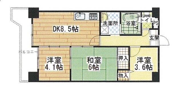 Floor plan. 2DK + S (storeroom), Price 6.3 million yen, Occupied area 50.37 sq m , Balcony area 5.62 sq m