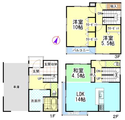 Floor plan. 24,900,000 yen, 3LDK, Land area 75.06 sq m , Building area 114.11 sq m