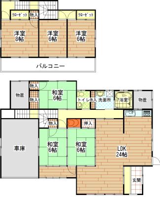 Floor plan. 9,990,000 yen, 6LDK, Land area 217.61 sq m , Building area 182.56 sq m