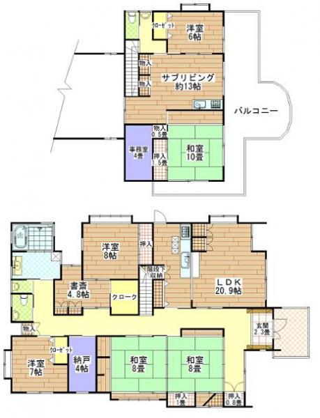 Floor plan. 43,800,000 yen, 6LLDDKK, Land area 919.78 sq m , Building area 224.8 sq m