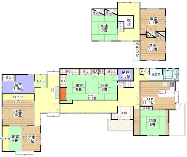Floor plan. 17.8 million yen, 8LDK+2S, Land area 1431.26 sq m , Building area 259.89 sq m
