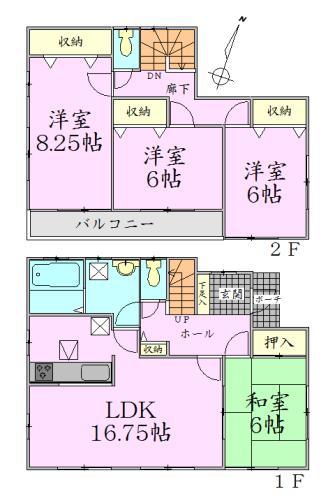 Floor plan. 30.5 million yen, 4LDK, Land area 208.16 sq m , Building area 105.15 sq m