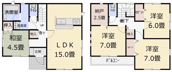 Floor plan. 24,900,000 yen, 4LDK+S, Land area 182.22 sq m , Building area 96.79 sq m