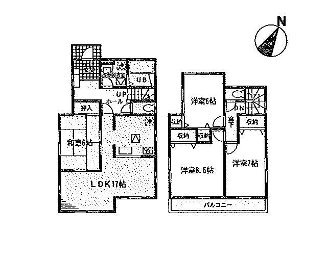 Floor plan. (1 Building), Price 27.6 million yen, 4LDK, Land area 173.99 sq m , Building area 105.16 sq m