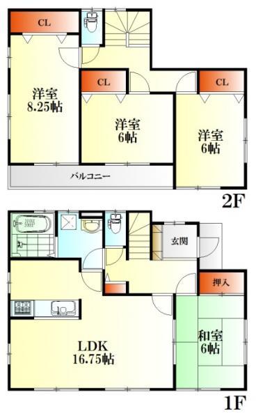 Floor plan. 30.5 million yen, 4LDK, Land area 208.16 sq m , Building area 105.15 sq m