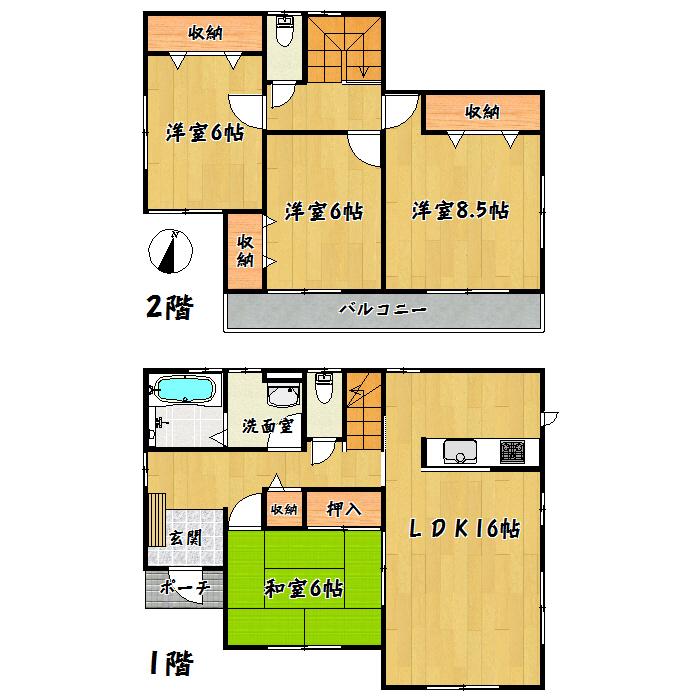 Floor plan. 25,800,000 yen, 4LDK, Land area 181.4 sq m , Building area 105.98 sq m Tagajo main telephone number 2-chome