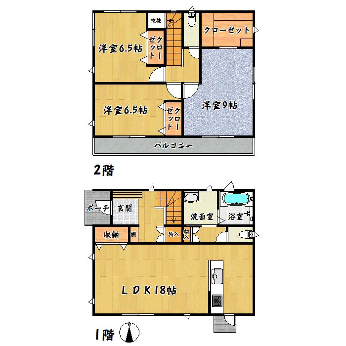 Floor plan. 29,800,000 yen, 3LDK + S (storeroom), Land area 134.45 sq m , Building area 102.04 sq m Tagajo Higashitanaka 2-chome, 1 Building
