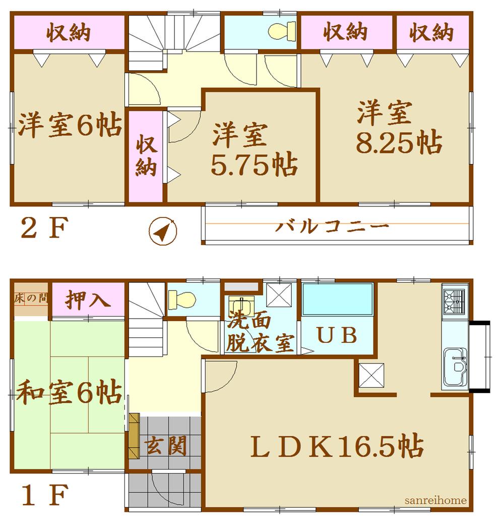 Floor plan. 27.6 million yen, 4LDK, Land area 261.31 sq m , Building area 105.16 sq m