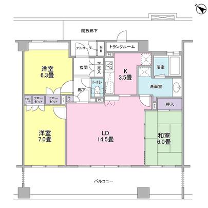Floor plan. 3LDK type of occupied area 82.53 sq m (24.96 square meters)!