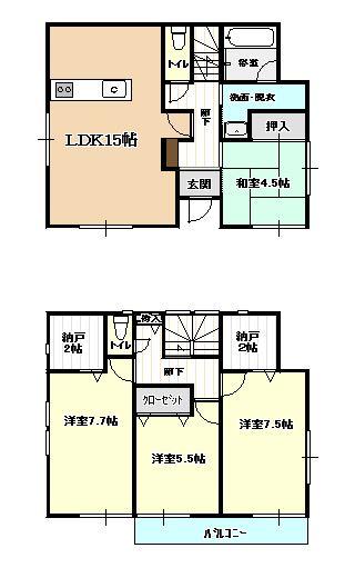 Floor plan. 25,900,000 yen, 4LDK, Land area 193.63 sq m , Building area 97.2 sq m