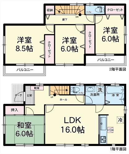 Floor plan. 26,900,000 yen, 4LDK, Land area 180.07 sq m , Building area 105.99 sq m floor plan