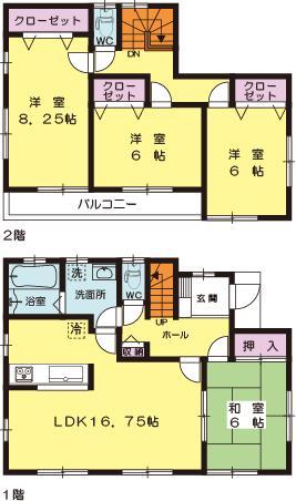 Floor plan. 30.5 million yen, 4LDK, Land area 207.01 sq m , Building area 105.15 sq m Zenshitsuminami direction