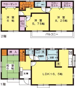 Floor plan. 27.6 million yen, 4LDK, Land area 261.31 sq m , Building area 105.16 sq m 2 Building