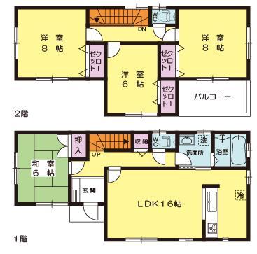 Floor plan. (4 Building), Price 25,900,000 yen, 4LDK, Land area 175.4 sq m , Building area 105.99 sq m