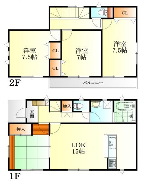 Floor plan. 25,900,000 yen, 4LDK, Land area 189.46 sq m , Building area 98.01 sq m