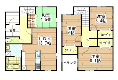 Floor plan. 28.8 million yen, 4LDK, Land area 160.41 sq m , Building area 95.5 sq m