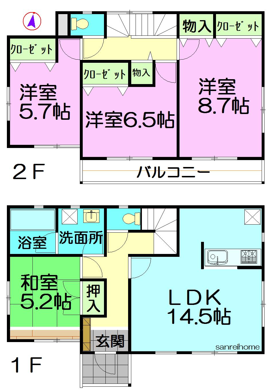 Floor plan. 25,900,000 yen, 4LDK, Land area 240.59 sq m , Building area 98 sq m