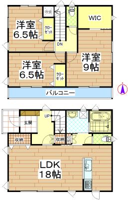 Floor plan. 29,800,000 yen, 3LDK, Land area 134.45 sq m , Building area 102.04 sq m