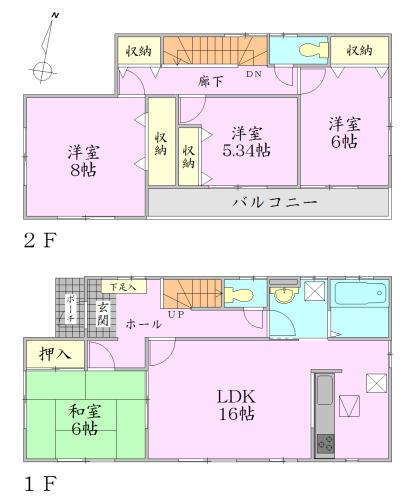 Floor plan. 26.5 million yen, 4LDK, Land area 189.77 sq m , Building area 104.33 sq m
