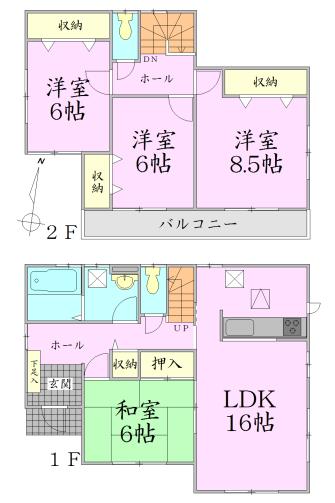 Floor plan. 25,800,000 yen, 5LDK, Land area 181.4 sq m , Building area 105.98 sq m