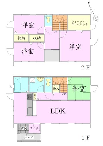 Floor plan. 26,600,000 yen, 4LDK + S (storeroom), Land area 289.74 sq m , Building area 100.61 sq m