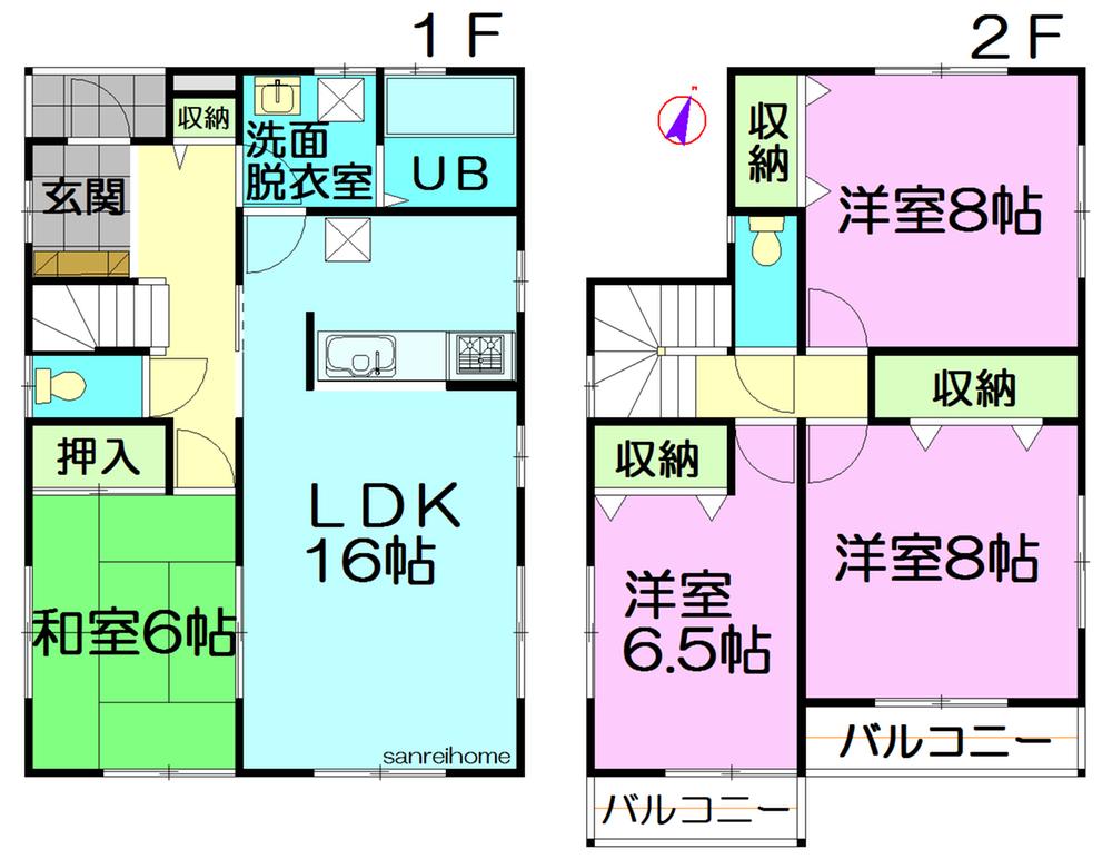 Floor plan. 27,800,000 yen, 4LDK, Land area 173.07 sq m , Building area 105.99 sq m