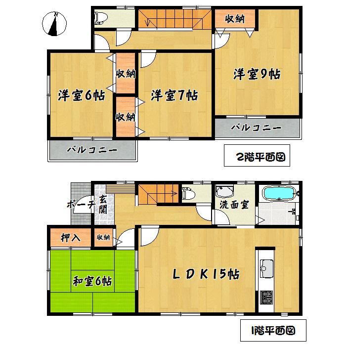 Floor plan. 26.5 million yen, 4LDK, Land area 180.66 sq m , Building area 104.33 sq m Tagajo Hachiman second Building 2