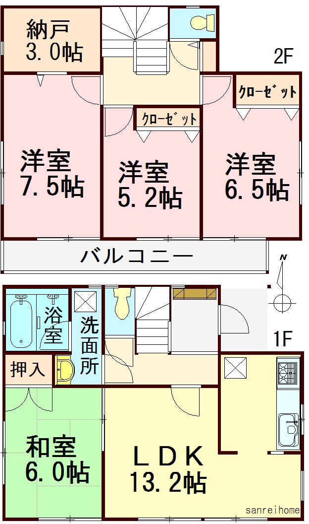 Floor plan. (Building 2), Price 21.9 million yen, 4LDK, Land area 139.02 sq m , Building area 93.15 sq m
