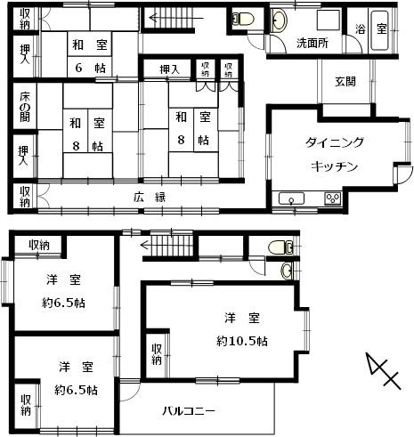 Floor plan. 21,800,000 yen, 6DK, Land area 275.9 sq m , Building area 160.18 sq m