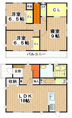 Floor plan. 29,800,000 yen, 3LDK, Land area 134.45 sq m , Building area 102.04 sq m