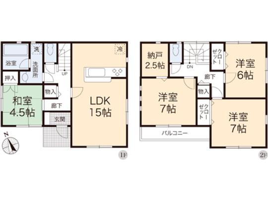 Floor plan. 24,900,000 yen, 4LDK, Land area 182.22 sq m , Building area 96.79 sq m floor plan